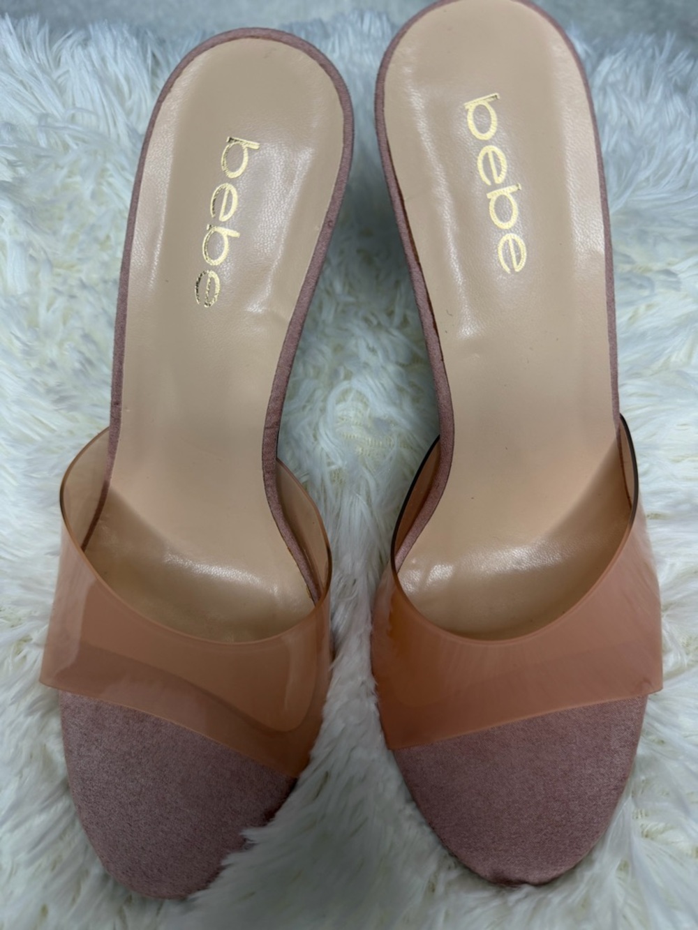 bebe Clear Strap Open-Toe Heels – Size 7.5 – Nude/Mauve Pre‑Loved - Picture 5 of 7